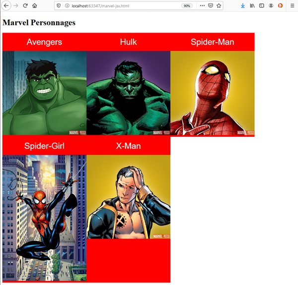 marvel-React-knooppunten met JSX maken